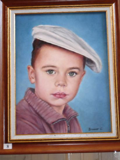 l'enfant au béret huile sur toile 5 F 25 x 37 cm