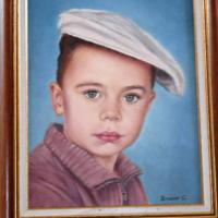 l'enfant au béret huile sur toile 5 F 25 x 37 cm