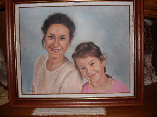 la mère et la fille huile sur toile 8 F 38 x 46 cm