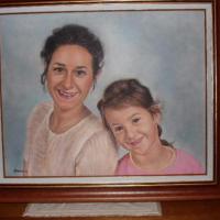 la mère et la fille huile sur toile 8 F 38 x 46 cm