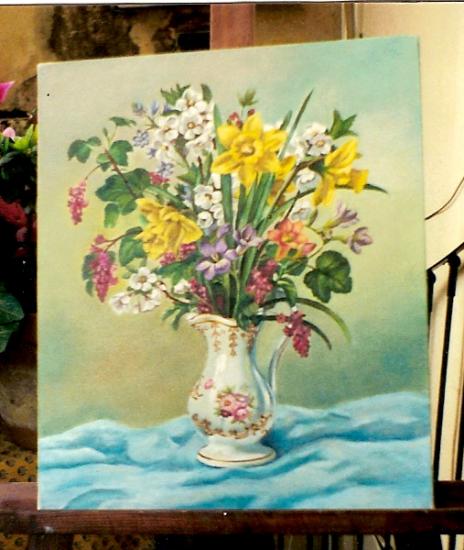 bouquet champêtre huile sur toile 8 F 38 x 46 cm (vendu)