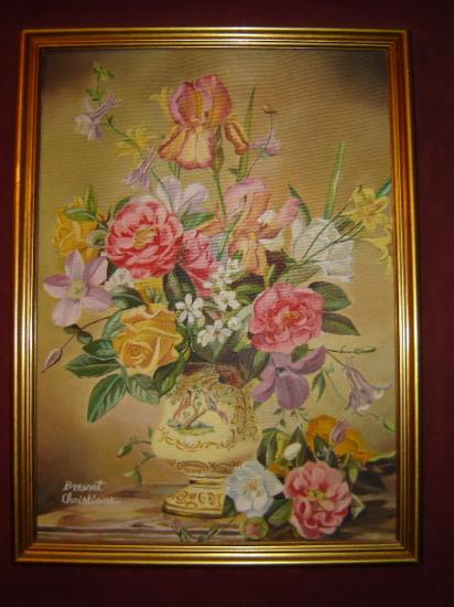 bouquet de fleurs huile sur toile 8 P 33 x 46 cm