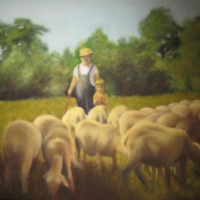 les moutons huile sur toile 6 F 41 x 33 cm (vendu)